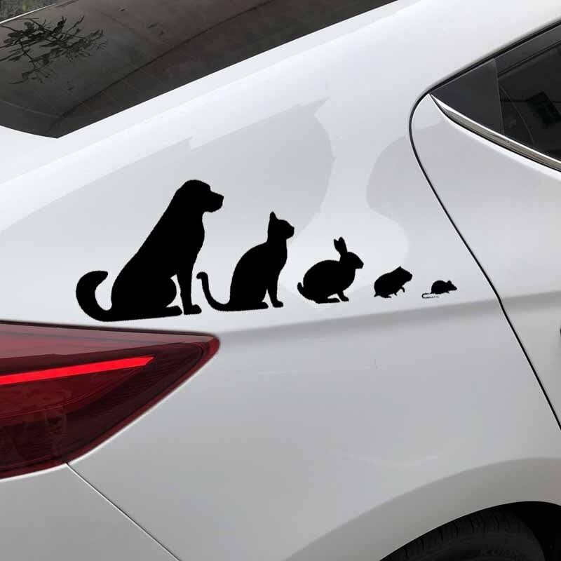 18.6X6.8CM Intereting Animals Pets Dog Cat Rabbit Car Stickers Vinyl Decal Decor Black/Silver C24-1415