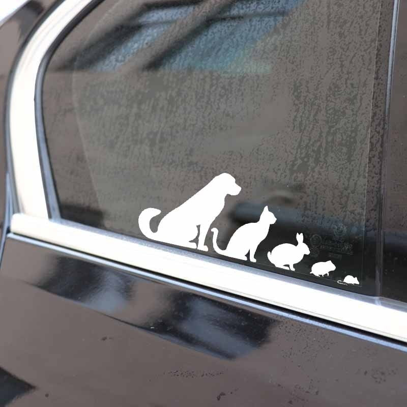 18.6X6.8CM Intereting Animals Pets Dog Cat Rabbit Car Stickers Vinyl Decal Decor Black/Silver C24-1415