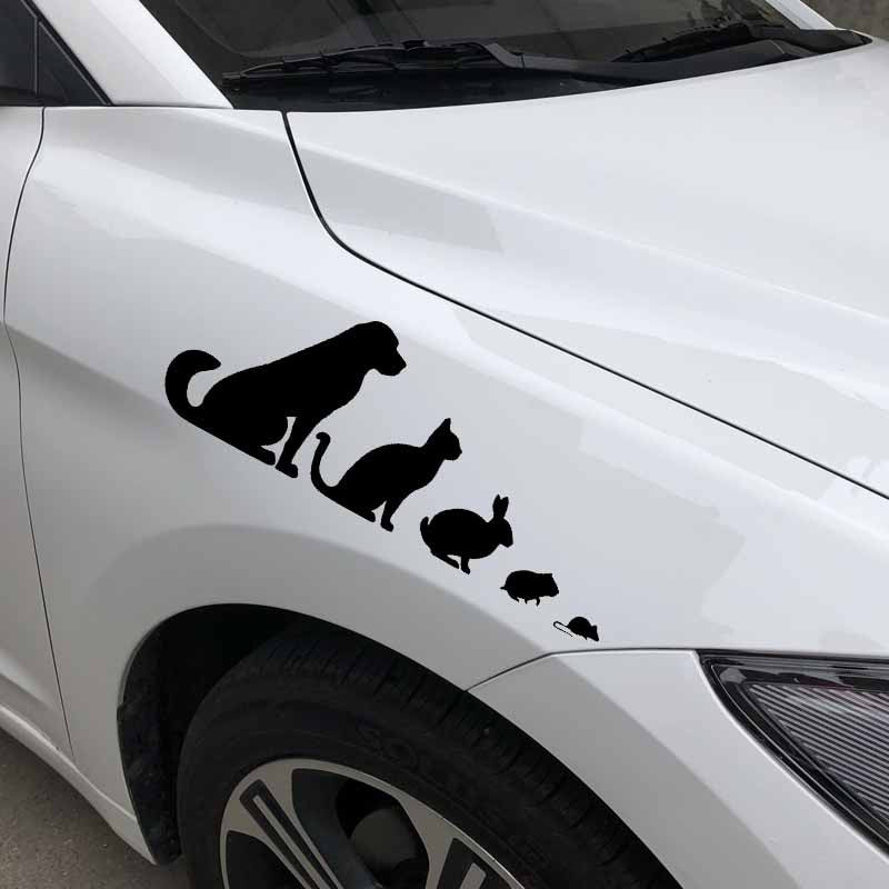 18.6X6.8CM Intereting Animals Pets Dog Cat Rabbit Car Stickers Vinyl Decal Decor Black/Silver C24-1415