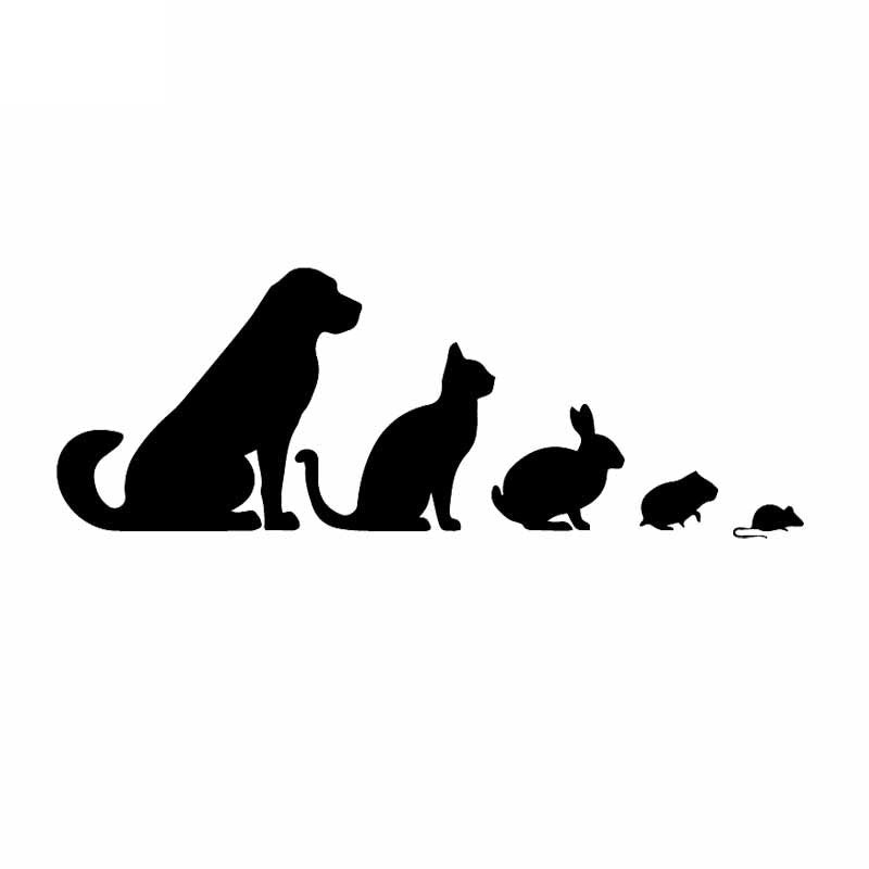 18.6X6.8CM Intereting Animals Pets Dog Cat Rabbit Car Stickers Vinyl Decal Decor Black/Silver C24-1415