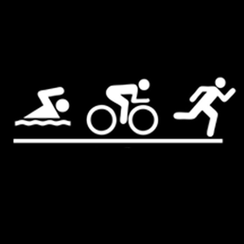 18.1CM*5.3CM Interesting Triathlon Sports Vinyl Car Sticker Silhouette Decor S9-0687