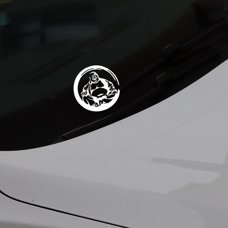 15.6CM*15.6CM Maitreya Buddha Buddhism Vinyl Decal Car Sticker Black/Silver C3-1496