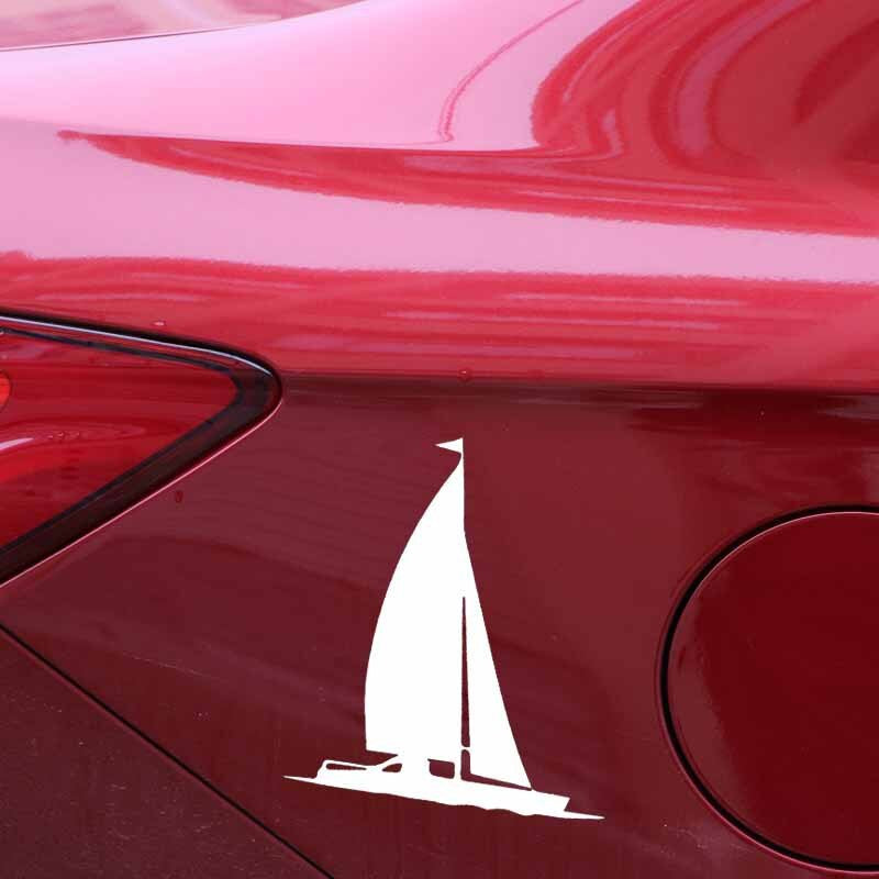 13CM*14.7CM Ordinary Ship River Simple Boat Sail Shadow Vinly Decal Car Sticker Nice Black/Silver C27-0483