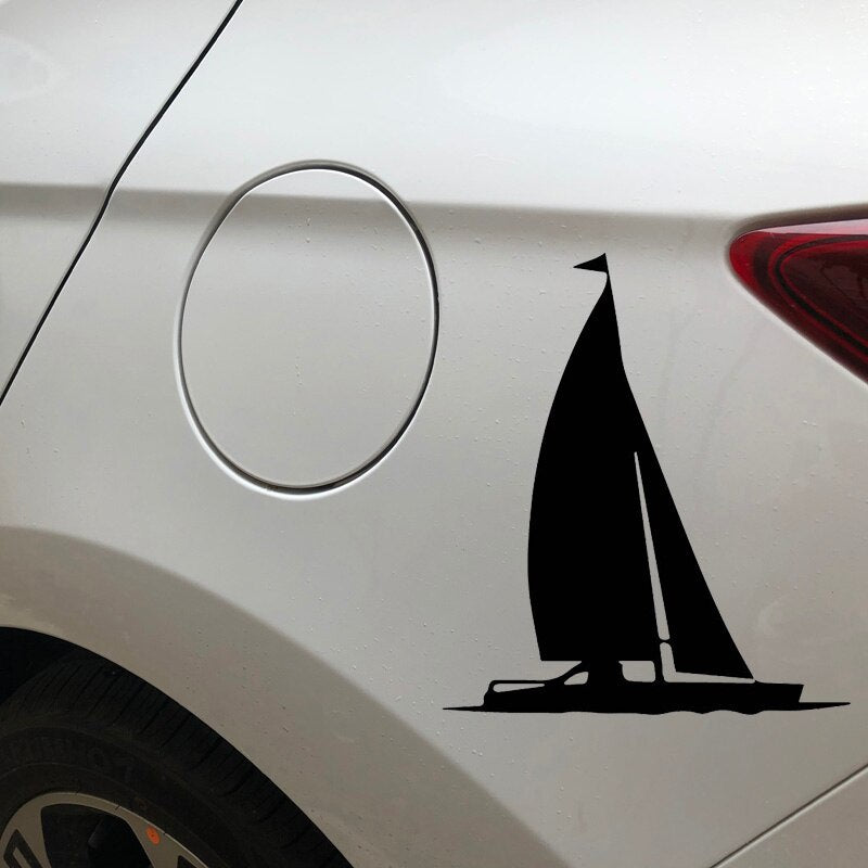 13CM*14.7CM Ordinary Ship River Simple Boat Sail Shadow Vinly Decal Car Sticker Nice Black/Silver C27-0483