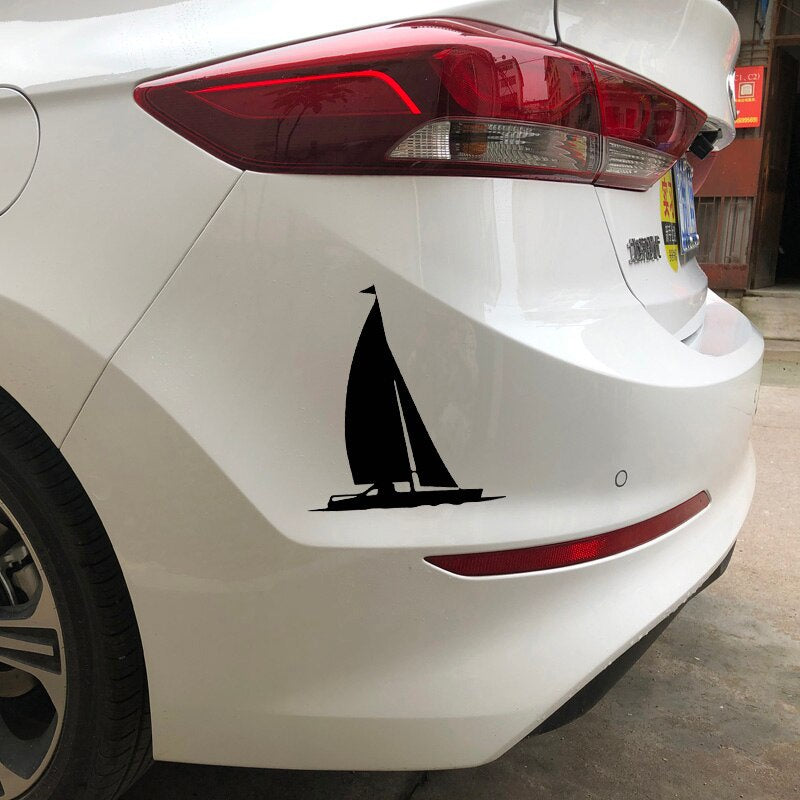 13CM*14.7CM Ordinary Ship River Simple Boat Sail Shadow Vinly Decal Car Sticker Nice Black/Silver C27-0483