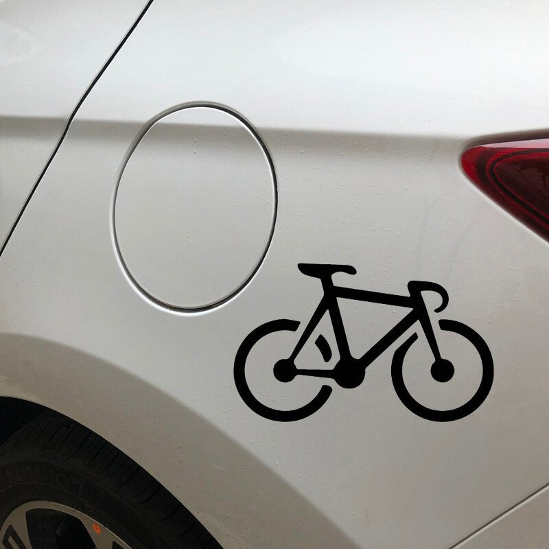 14CM*8.5CM Nice Brief Strokes Bicycle Walk Instead Cartoon Vinly Decal Lovely Decor Car Sticker Black/Silver C27-0637
