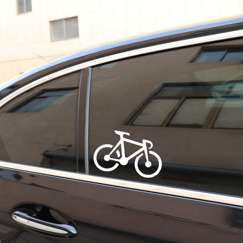 14CM*8.5CM Nice Brief Strokes Bicycle Walk Instead Cartoon Vinly Decal Lovely Decor Car Sticker Black/Silver C27-0637