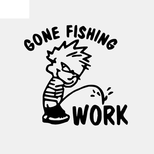 14.6CM*14.2CM Gone Fishing Piss On Work Fisherman Car Window Car Sticker Vinyl Decal Black/Silver C24-1067