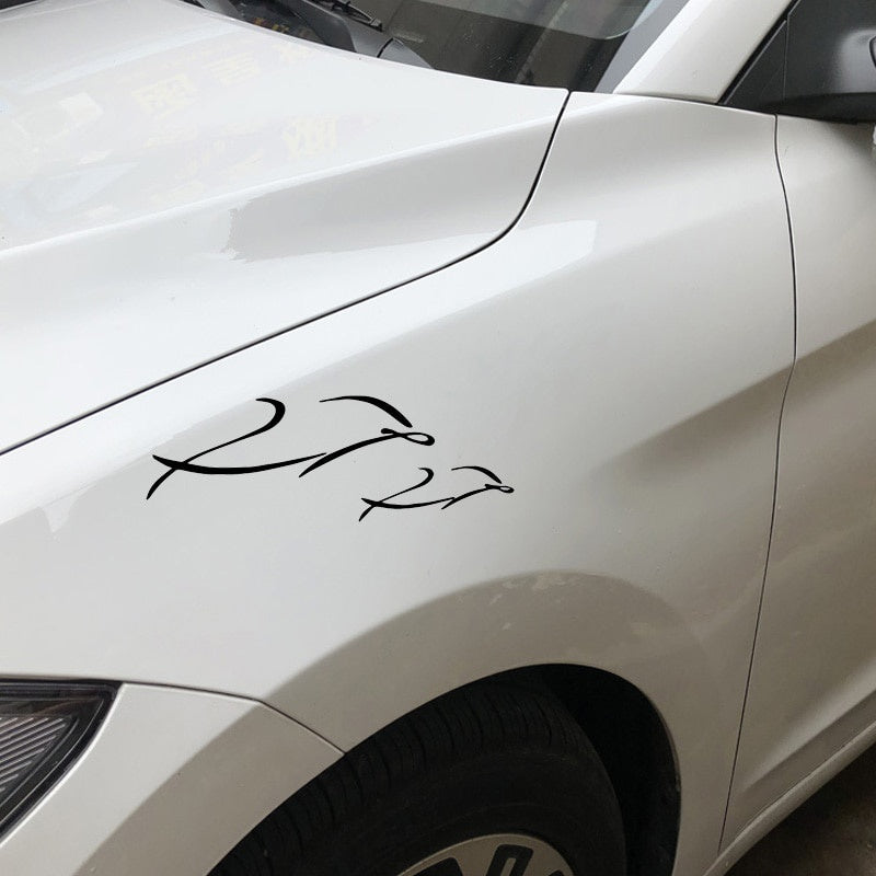 6CM*16.3CM Creative Fun Simple Dolphin Home Decal Car Personality Car Stickers Black/Silver C30-0168