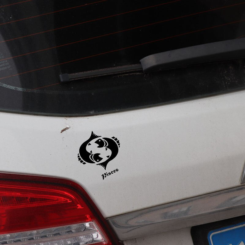 14.8CM*15.8CM Car Sticker Decal Zodiac Astrological Astrology Fish Pisces Art Decor Vinyl Black/Silver C24-0510