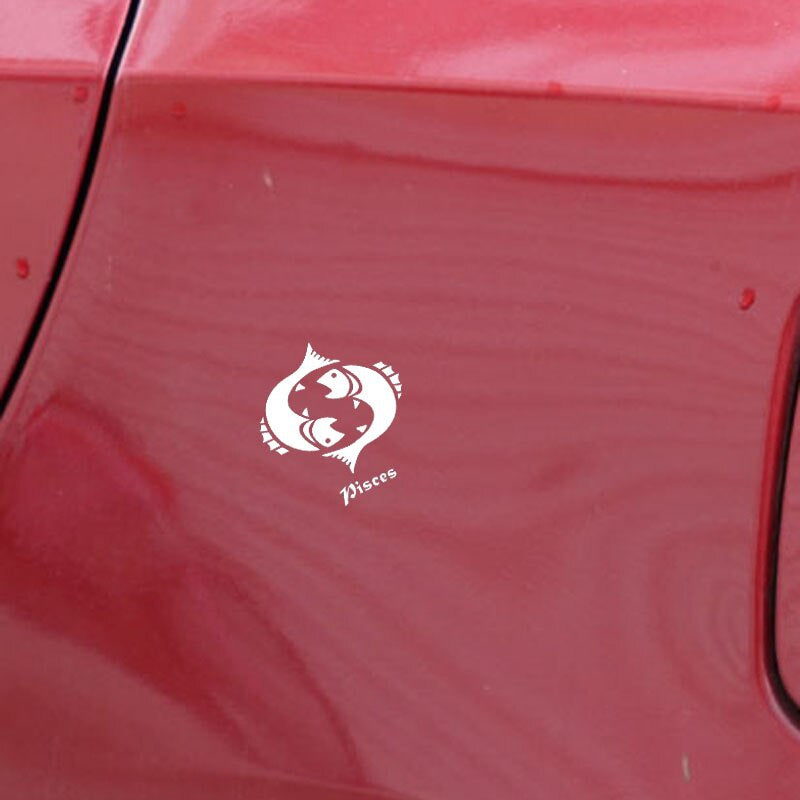 14.8CM*15.8CM Car Sticker Decal Zodiac Astrological Astrology Fish Pisces Art Decor Vinyl Black/Silver C24-0510