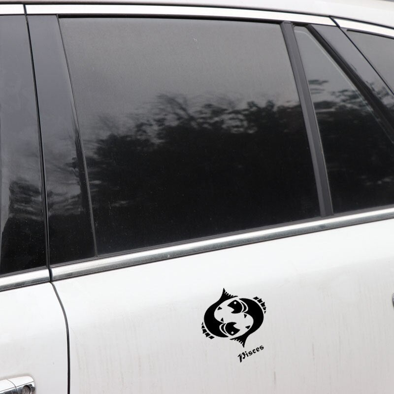 14.8CM*15.8CM Car Sticker Decal Zodiac Astrological Astrology Fish Pisces Art Decor Vinyl Black/Silver C24-0510