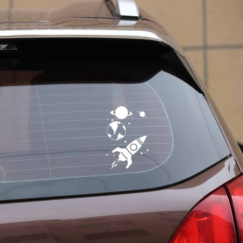 12.9CM*18.8CM Beautiful Rocket In Space Astronomy Launching Vinly Decal Cool Decor Car Sticker Nice Black/Silver C27-1285