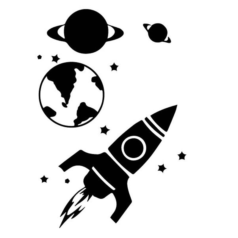12.9CM*18.8CM Beautiful Rocket In Space Astronomy Launching Vinly Decal Cool Decor Car Sticker Nice Black/Silver C27-1285