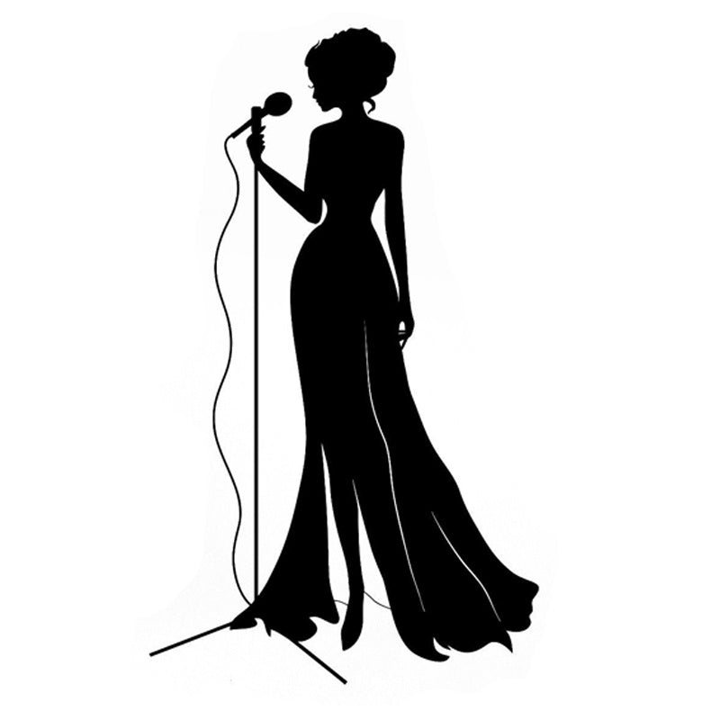 10.5CM*17.6CM Jazz Singer Microphone Live Music Silhouette Car Stickers Vinyl S9-0739