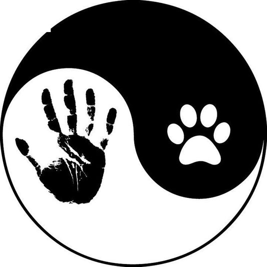 15.5cm*15.5cm Yin n' Yang Hand And Dog Paw Print Vinyl Decal Motorcycle Car Sticker Black/Silver S6-3863
