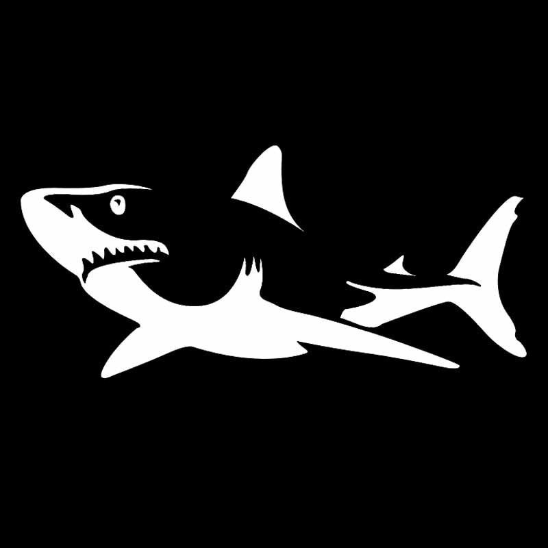 15CM*6.9CM Shark Great White Mammel Sea Fish  Art Decal Vinyl Car Sticker Decor Black/Silver C24-0444