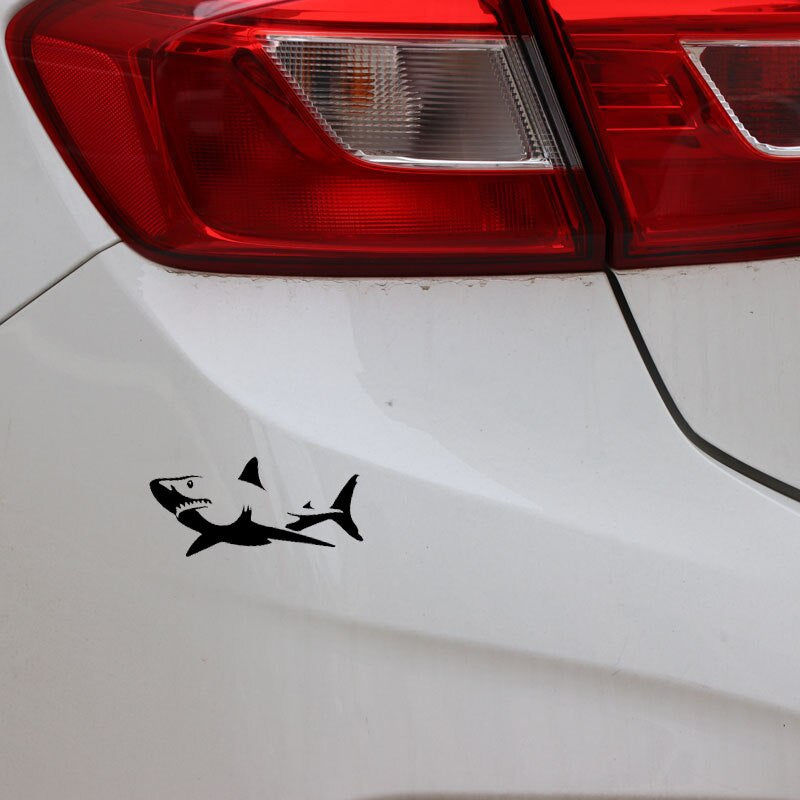 15CM*6.9CM Shark Great White Mammel Sea Fish  Art Decal Vinyl Car Sticker Decor Black/Silver C24-0444