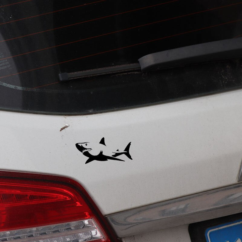 15CM*6.9CM Shark Great White Mammel Sea Fish  Art Decal Vinyl Car Sticker Decor Black/Silver C24-0444