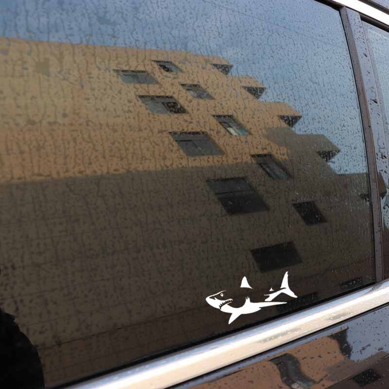 15CM*6.9CM Shark Great White Mammel Sea Fish  Art Decal Vinyl Car Sticker Decor Black/Silver C24-0444