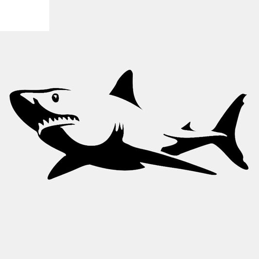 15CM*6.9CM Shark Great White Mammel Sea Fish  Art Decal Vinyl Car Sticker Decor Black/Silver C24-0444
