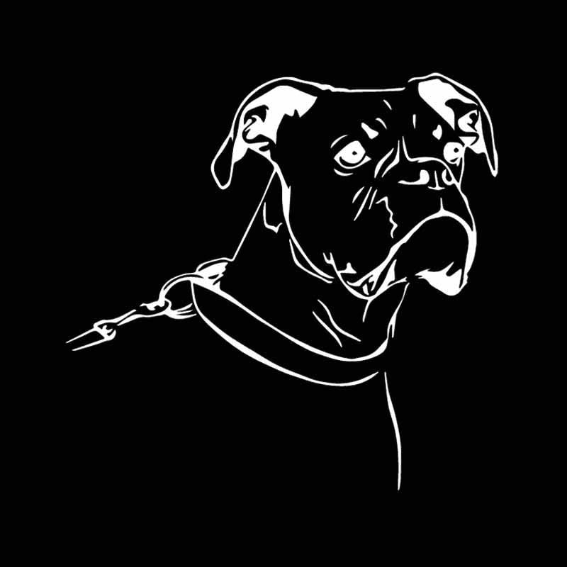 15.6X15.2CM Cartoon Boxer Dog Funny Car Sticker Pet Animals Vinyl Decal Black/Silver C24-1124