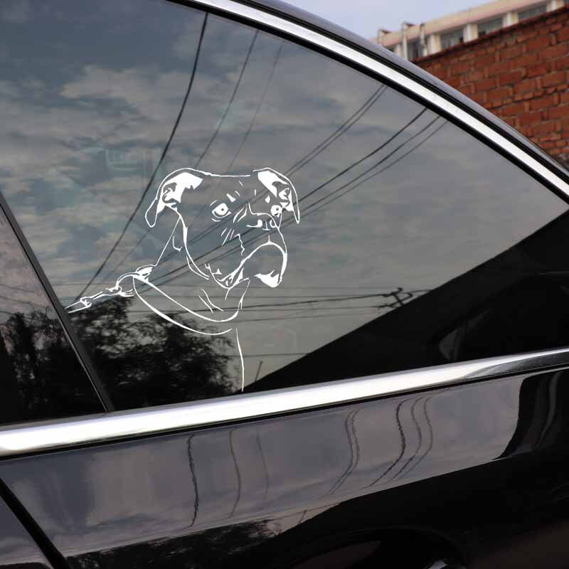 15.6X15.2CM Cartoon Boxer Dog Funny Car Sticker Pet Animals Vinyl Decal Black/Silver C24-1124
