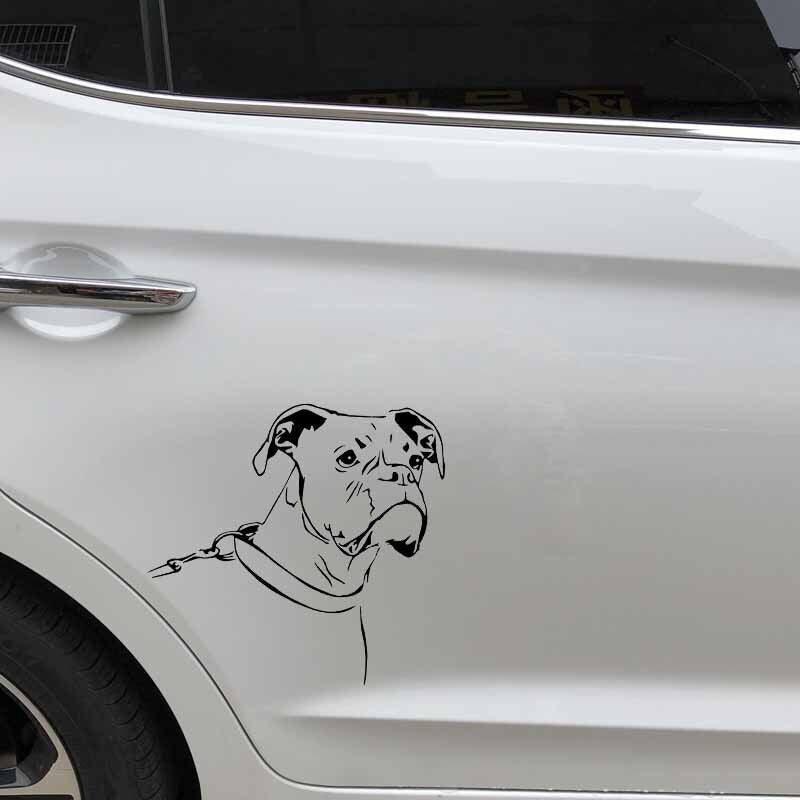 15.6X15.2CM Cartoon Boxer Dog Funny Car Sticker Pet Animals Vinyl Decal Black/Silver C24-1124