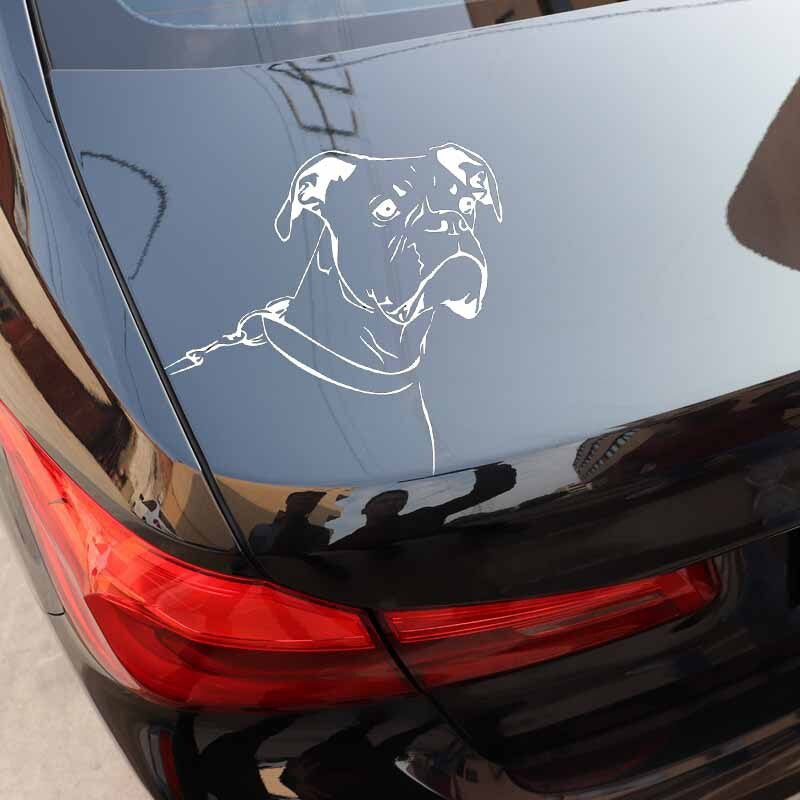 15.6X15.2CM Cartoon Boxer Dog Funny Car Sticker Pet Animals Vinyl Decal Black/Silver C24-1124
