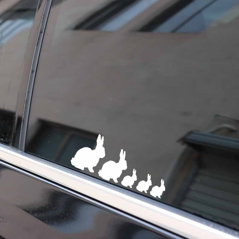 14.3CM*5.9CM Rabbit Animal Vinyl Car Sticker Decal Lovely Family Black/Silver C3-2154