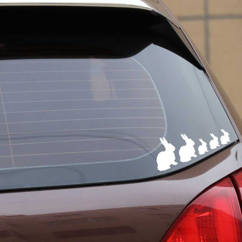 14.3CM*5.9CM Rabbit Animal Vinyl Car Sticker Decal Lovely Family Black/Silver C3-2154
