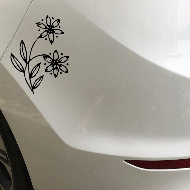 14.7CM*15.1CM Creativity Of Flower Hollow Out Decoration Car Sticker Vinyl Decal Black/Silver C23-1106