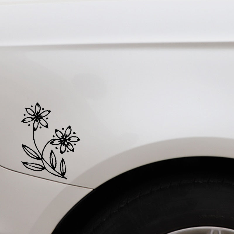 14.7CM*15.1CM Creativity Of Flower Hollow Out Decoration Car Sticker Vinyl Decal Black/Silver C23-1106
