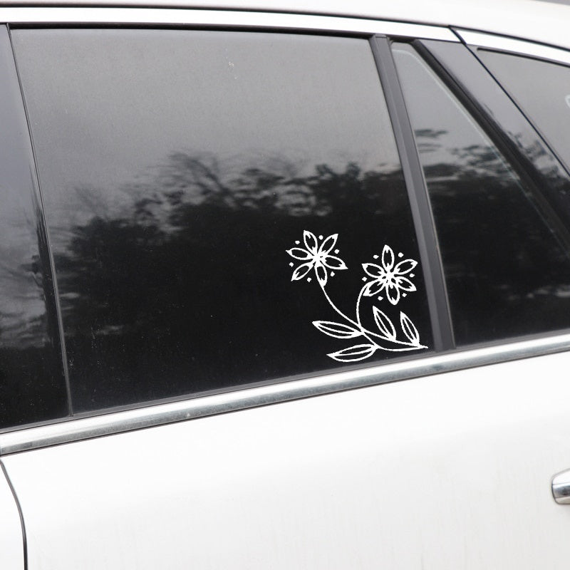 14.7CM*15.1CM Creativity Of Flower Hollow Out Decoration Car Sticker Vinyl Decal Black/Silver C23-1106