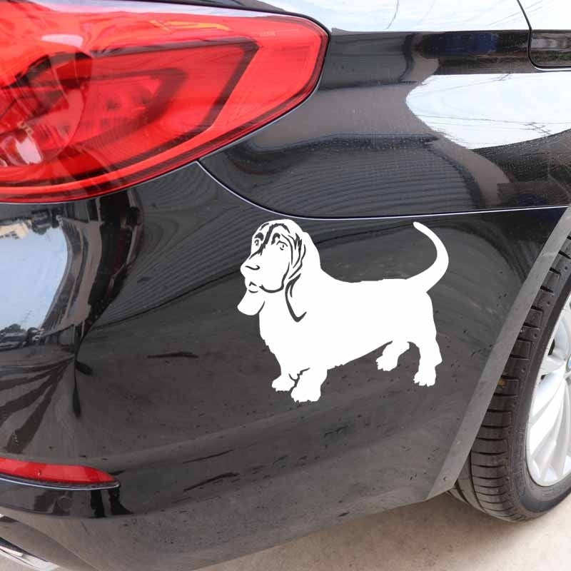 14.9X13CM Basset Hound Vinyl Decal Art Decorative Animal Dog Car Sticker Decor Black/Silver C24-1481