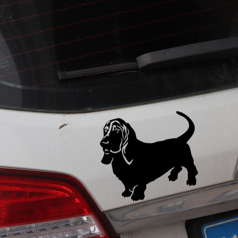 14.9X13CM Basset Hound Vinyl Decal Art Decorative Animal Dog Car Sticker Decor Black/Silver C24-1481
