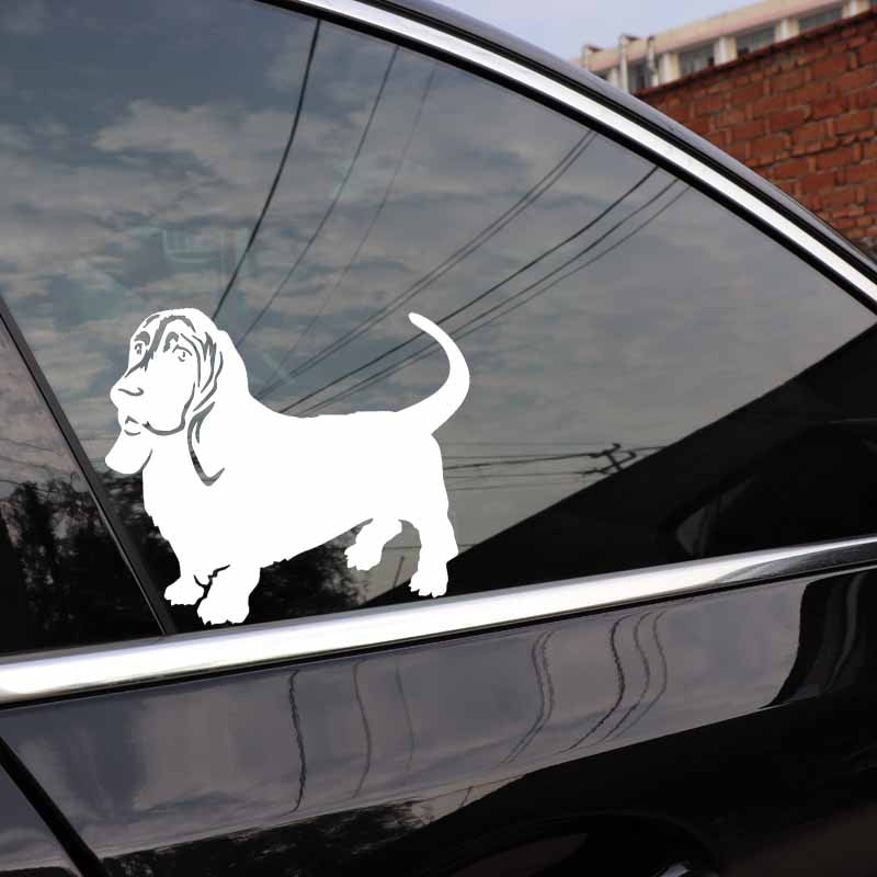 14.9X13CM Basset Hound Vinyl Decal Art Decorative Animal Dog Car Sticker Decor Black/Silver C24-1481