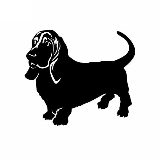 14.9X13CM Basset Hound Vinyl Decal Art Decorative Animal Dog Car Sticker Decor Black/Silver C24-1481