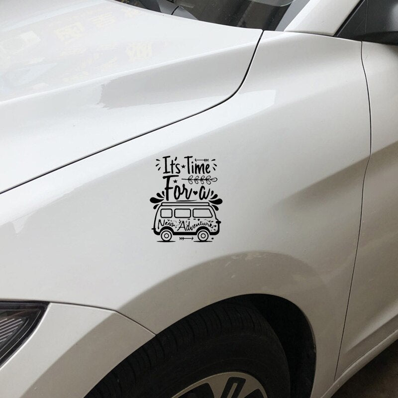 17CM*14.3CM Family Car Travel Adventure Pattern Decal Fashion Car Stickers Black/Silver C30-0455
