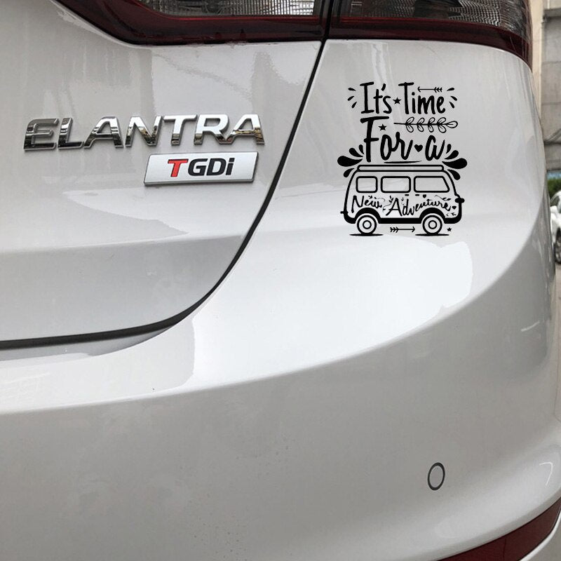 17CM*14.3CM Family Car Travel Adventure Pattern Decal Fashion Car Stickers Black/Silver C30-0455