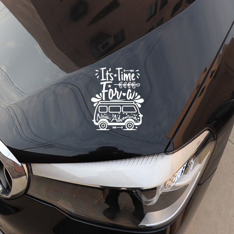 17CM*14.3CM Family Car Travel Adventure Pattern Decal Fashion Car Stickers Black/Silver C30-0455