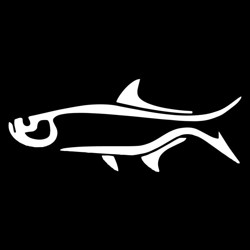 17CM*6.8CM Tarpon Decal Vinyl Abstract Car Sticker  Inshore Fish Offshore Black/Silver C24-0800