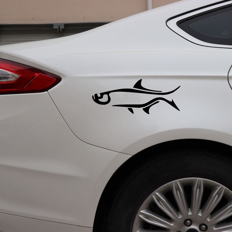 17CM*6.8CM Tarpon Decal Vinyl Abstract Car Sticker  Inshore Fish Offshore Black/Silver C24-0800