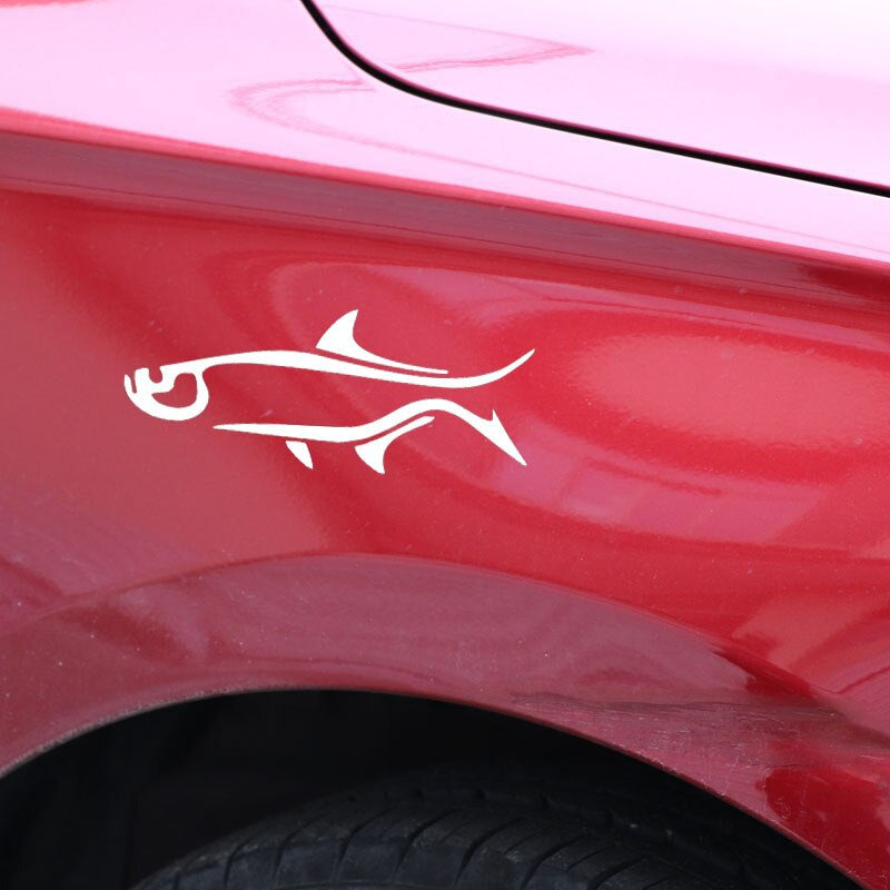 17CM*6.8CM Tarpon Decal Vinyl Abstract Car Sticker  Inshore Fish Offshore Black/Silver C24-0800