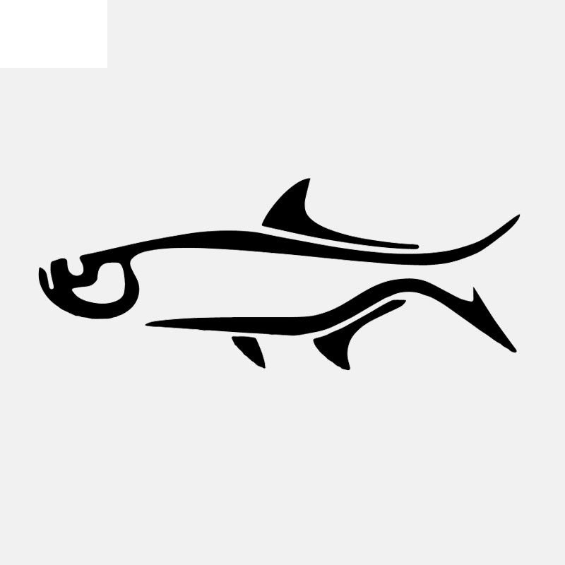 17CM*6.8CM Tarpon Decal Vinyl Abstract Car Sticker  Inshore Fish Offshore Black/Silver C24-0800