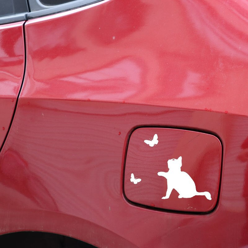 13CM*11.1CM Cat Butterfly Sticker Animals Vinyl Decal Car Stickers Decoration Black/Silver C24-0097
