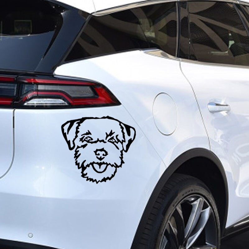 14.6X13.4CM Border Terrier Dog Car Sticker Vinyl Decal Car Window Decor Black/Silver C24-1349