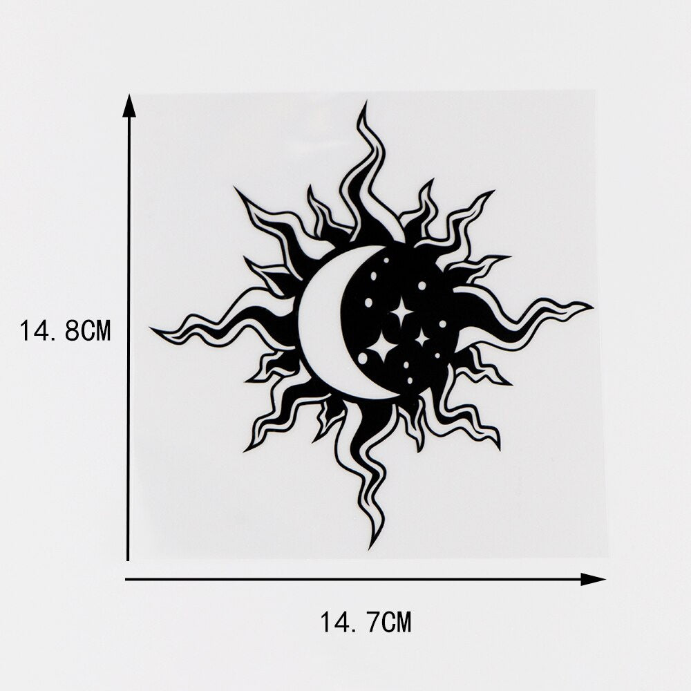 14.7X14.8CM Funny Vinyl Decal Day And Night Abstract Moon Sun Star Car Stickers Black / Silver 10A-0088