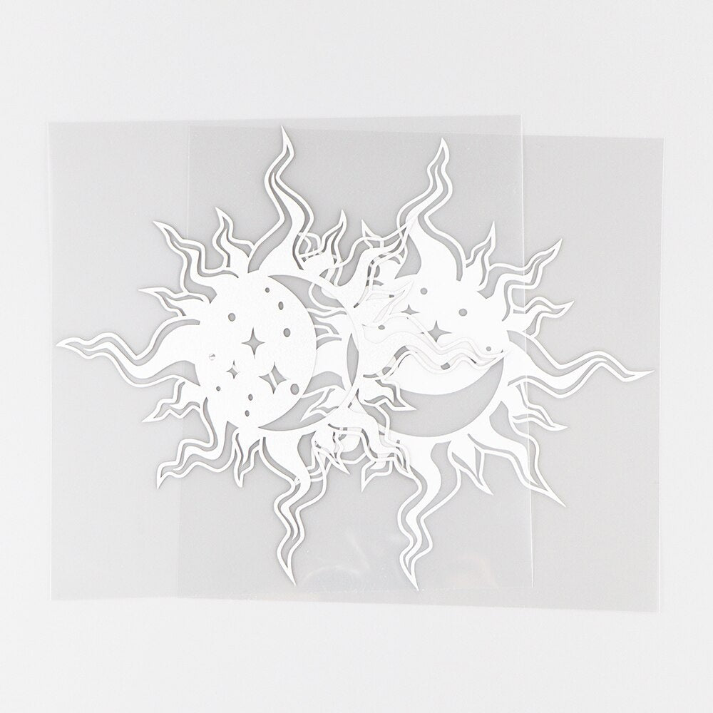 14.7X14.8CM Funny Vinyl Decal Day And Night Abstract Moon Sun Star Car Stickers Black / Silver 10A-0088