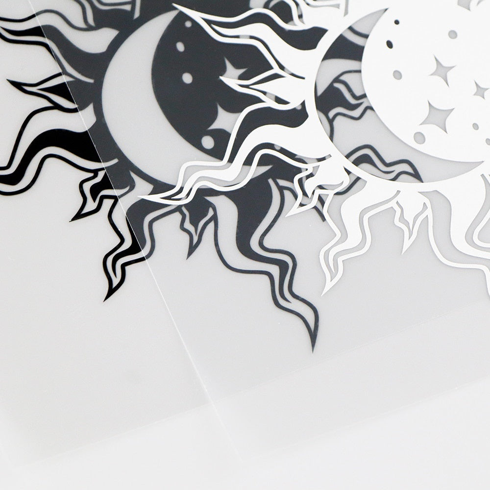 14.7X14.8CM Funny Vinyl Decal Day And Night Abstract Moon Sun Star Car Stickers Black / Silver 10A-0088